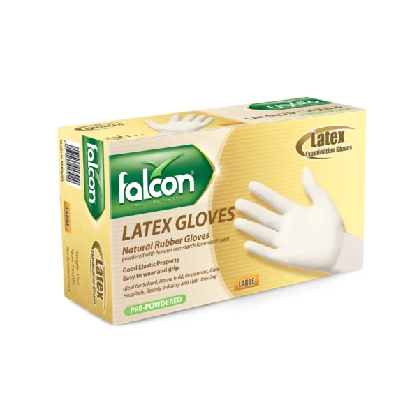 FALCON LATEX GLOVES (L) WITH POWDER 100S