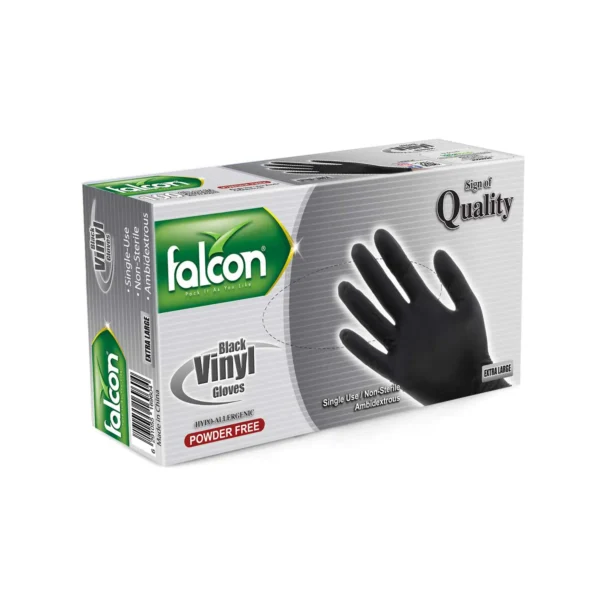 FALCON VINYL GLOVES BLACK XL PF 100S
