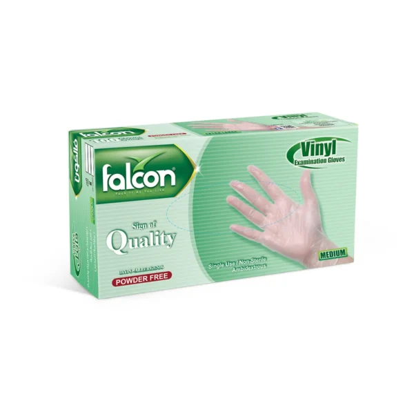 FALCON VINYL GLOVES PF MED 100S