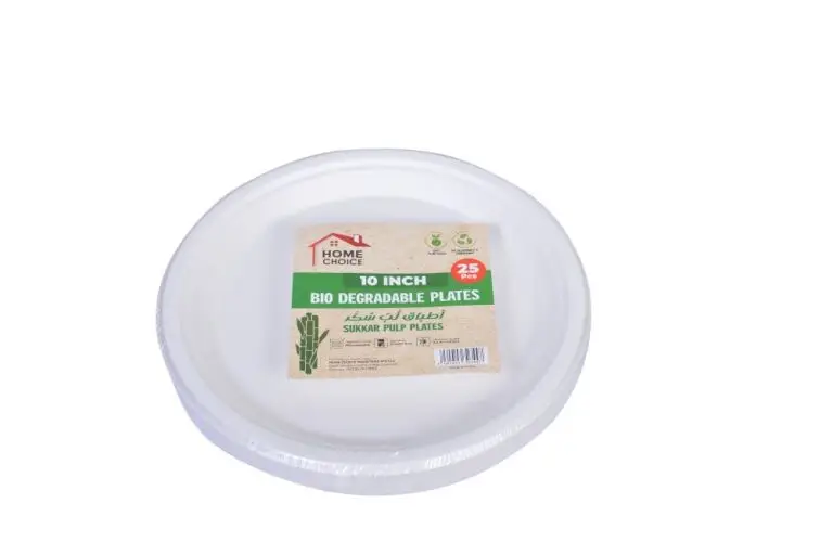 HOME CHOICE SUGAR CANE PLATE ROUND 10 INCH 25 PCS