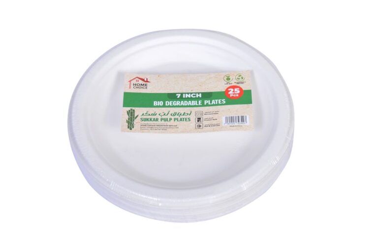HOME CHOICE SUGAR CANE PLATE ROUND 7 INCH 25 PCS