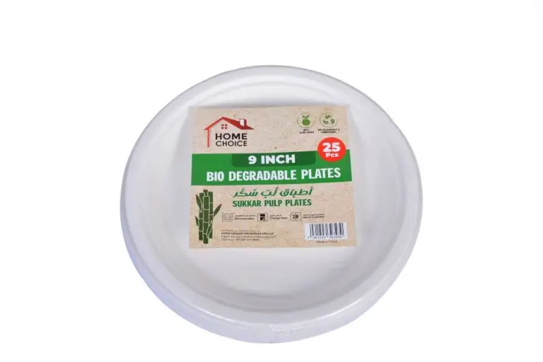 HOME CHOICE SUGAR CANE PLATE ROUND 9" 25 PCS