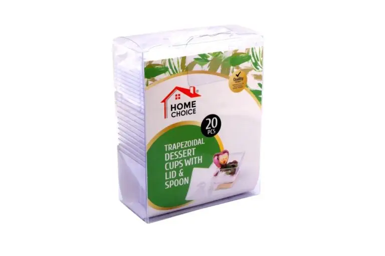 HOME CHOICE TRAPEZOIDAL CUP WITH LID & SPOON 20 PCS